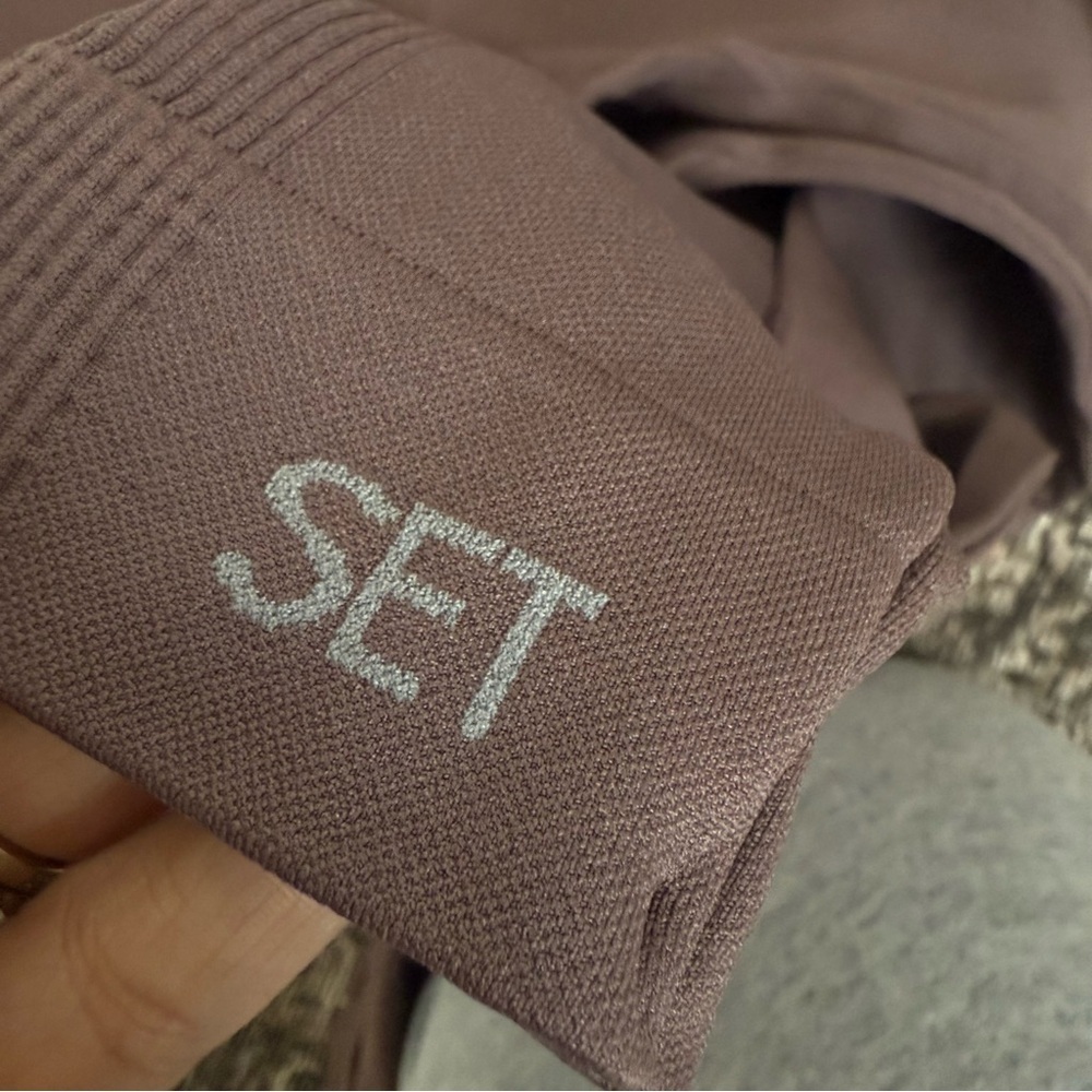 SET Active Sculptflex Seamless Leggings Brown Nylon Spandex Women's Size XS - Picture 3 of 4